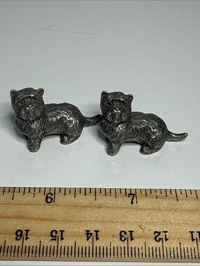 Pair of Small Silver-Tone cairn terrier pewter Figurines adorable